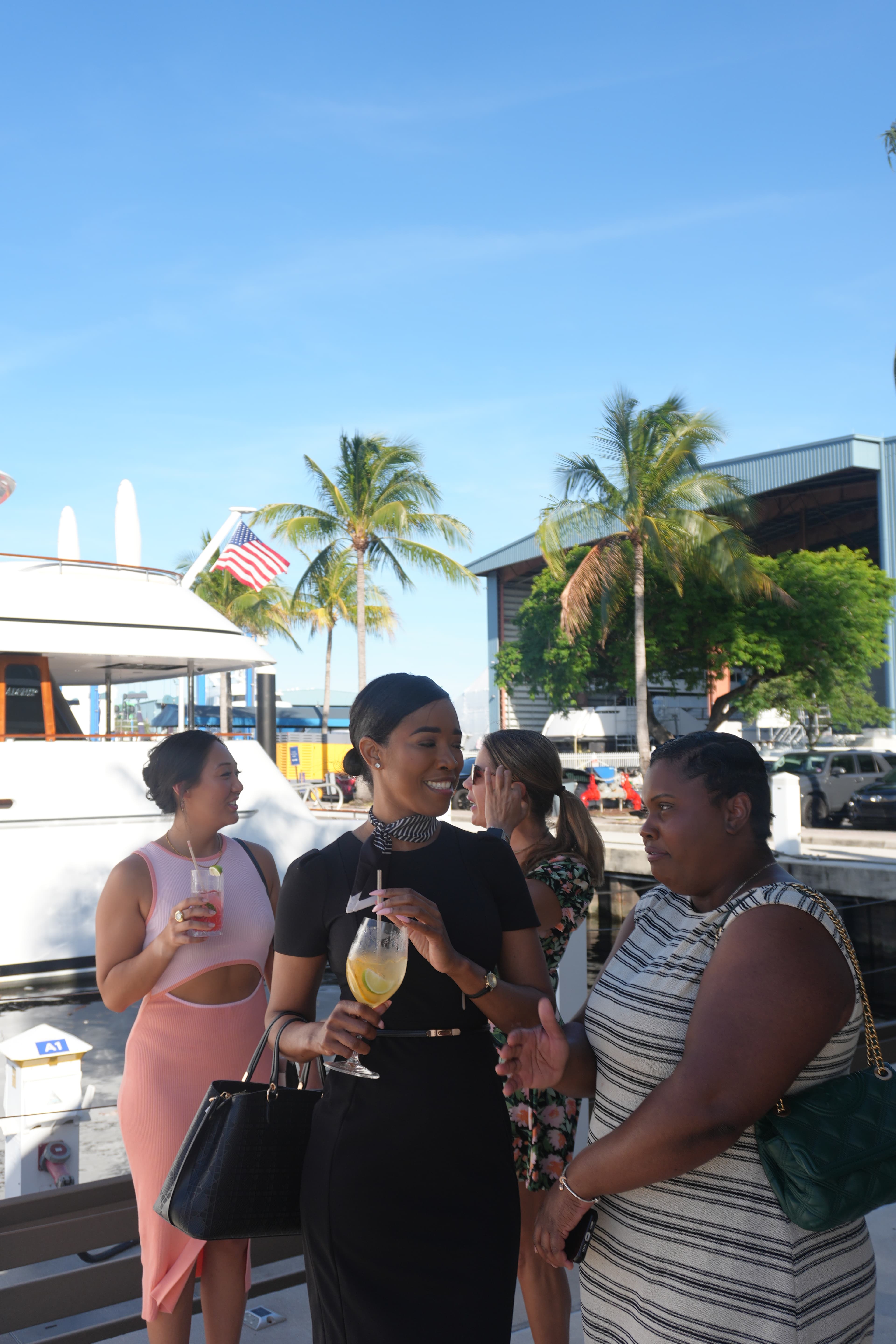 Women connecting at an aviation community event